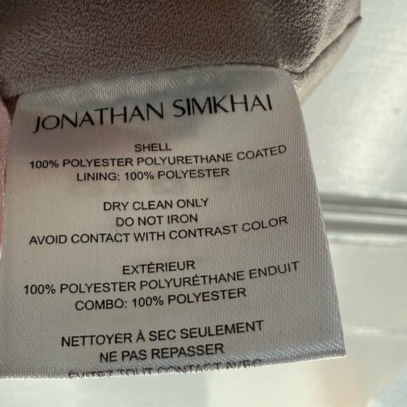 Jonathan Simkhai Raelynn Stretch Vegan Faux Leather Blazer Light Grey / Beige XL - Picture 10 of 11